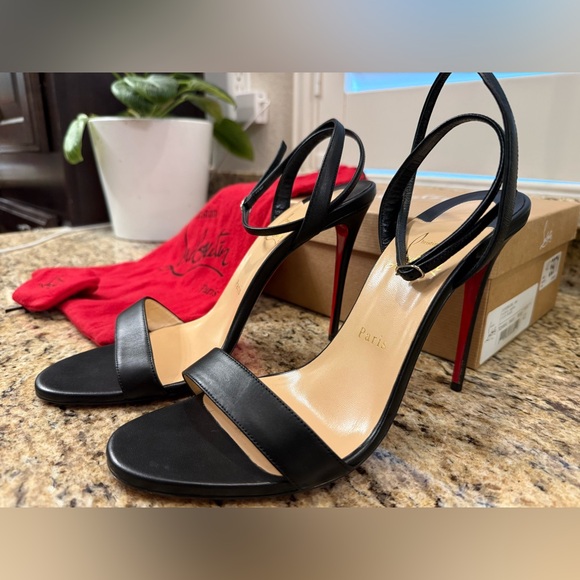 Christian Louboutin LoubiGirl 100 Black Leather Heels Size 41 - Picture 7 of 13